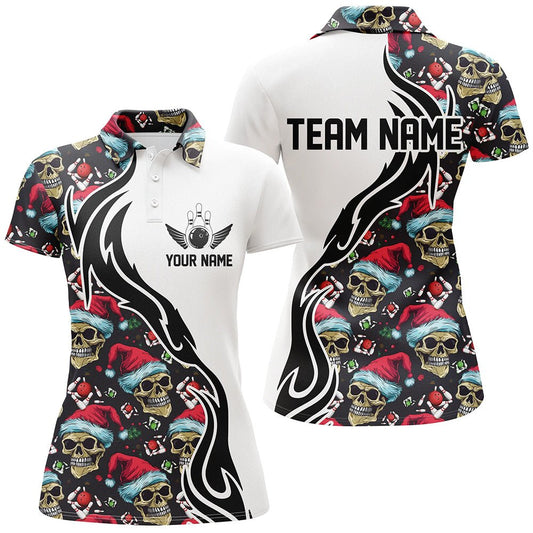 Personalisierte Weihnachts Damen Bowling Polo Shirts - Skull Team Bowling Trikots - Geschenke für Bowler - P5377 - Climcat