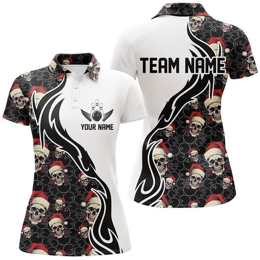 Personalisierte Weihnachts Damen Bowling Polo Shirts - Skull Team Bowling Trikots - Geschenke für Bowler - P5378 - Climcat