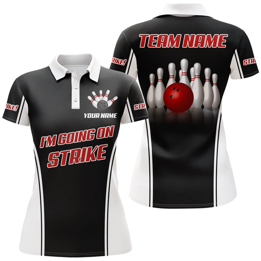 Personalisiertes 3D Bowling Shirt für Damen | Individuelles Bowling Trikot | Bowling Team Liga Polo Shirt Z109 - Climcat