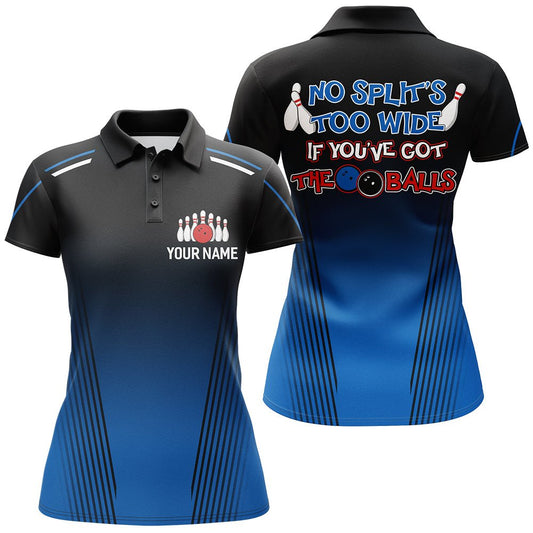 Personalisiertes blaues Bowling-Shirt für Damen, Damen-Bowling-Polo mit Namen, keine Spaltung ist zu breit, Bowler-Shirt B158 - Climcat