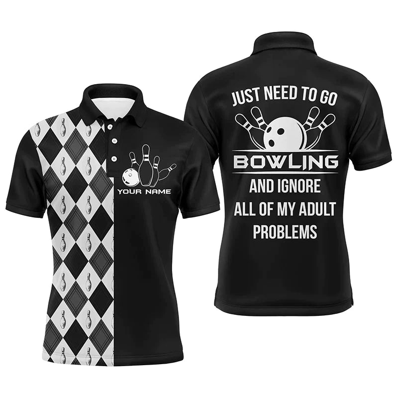 Personalisiertes Bowling Herren Polo Shirt, Einfach zum Bowling gehen, Herren Bowlers Trikot B70 - Climcat