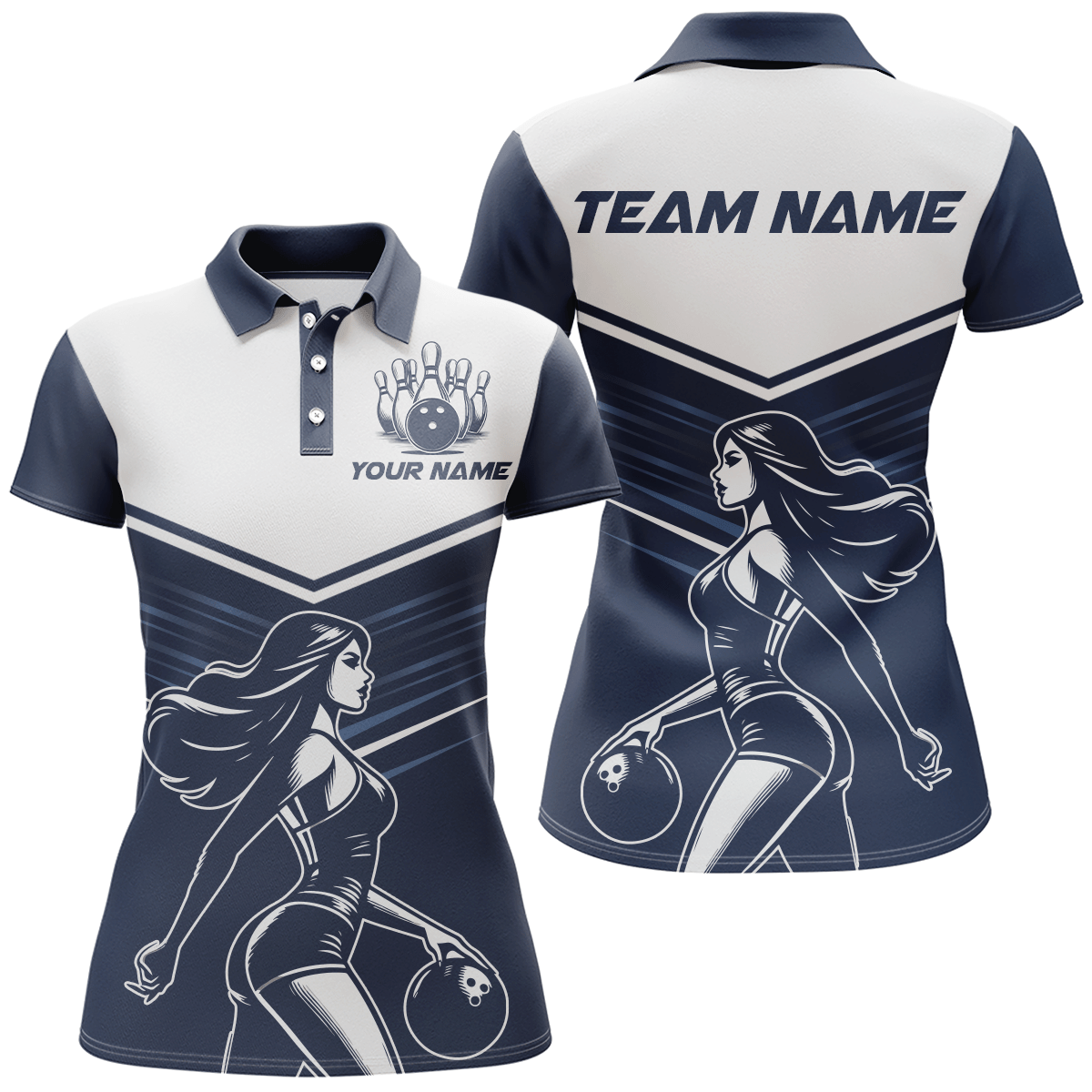 Personalisiertes Bowling-Shirt für Damen - Bowling Trikot für Bowling Team Liga Polo Shirt Z205 - Climcat