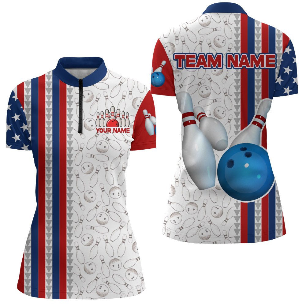 Personalisiertes Bowling-Shirt für Damen | Bowling Trikot für Bowling Team Liga | Viertelreißverschluss Shirt Z73-4 - Climcat