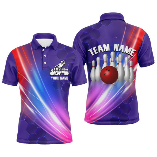 Personalisiertes Bowling-Shirt für Herren - Bowling Polo-Shirt für Team - Lila Bowling-Trikot D40 - Climcat