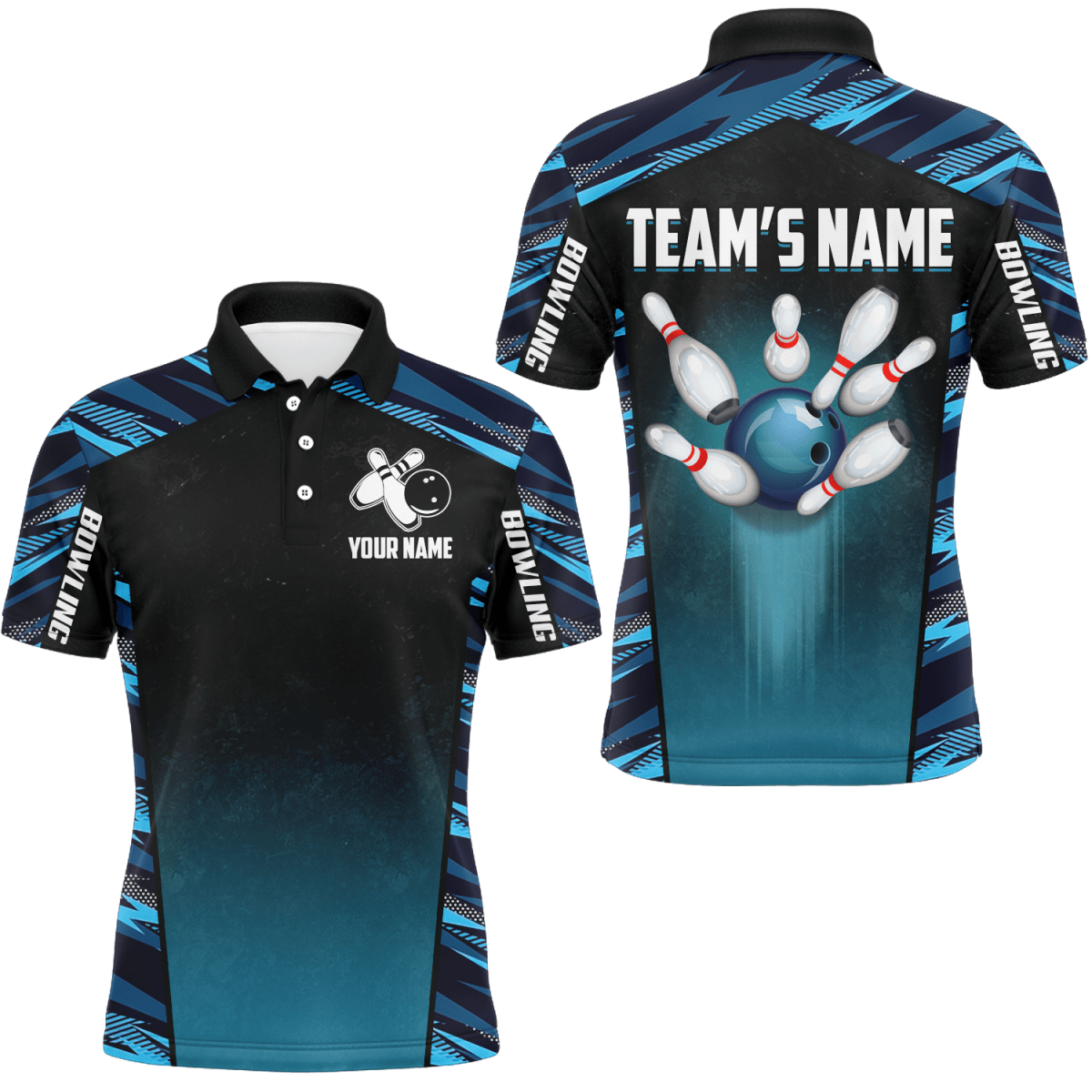 Personalisiertes Bowling-Shirt für Herren - Bowling Trikot für Bowling Team Liga Polo Shirt Z115 - Climcat