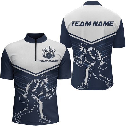 Personalisiertes Bowling-Shirt für Herren | Bowling Trikot für Bowling Team Liga | Viertel-Reißverschluss Shirt Z205 - Climcat