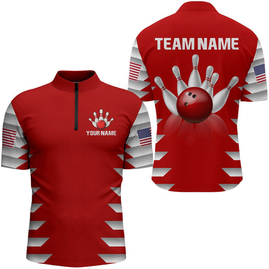 Personalisiertes Bowling-Shirt für Herren | Bowling Trikot für Bowling Team Liga | Viertel-Reißverschluss Shirt Z210 - Climcat