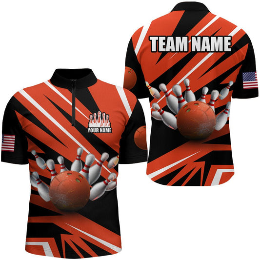 Personalisiertes Bowling-Shirt für Herren | Bowling Trikot für Bowling Team Liga | Viertel-Reißverschluss Shirt Z39 - Climcat