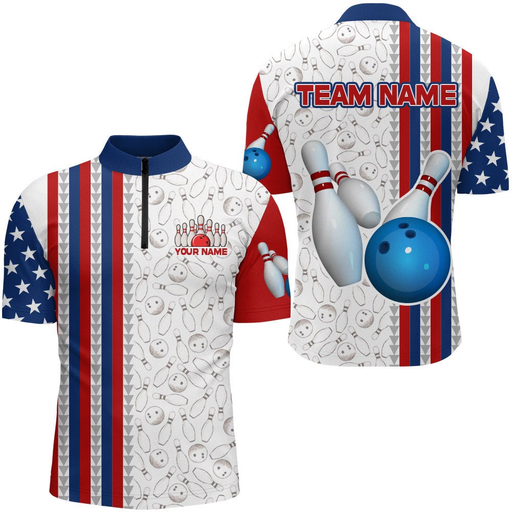 Personalisiertes Bowling-Shirt für Herren | Bowling Trikot für Bowling Team Liga | Viertel-Reißverschluss Shirt Z73-4 - Climcat