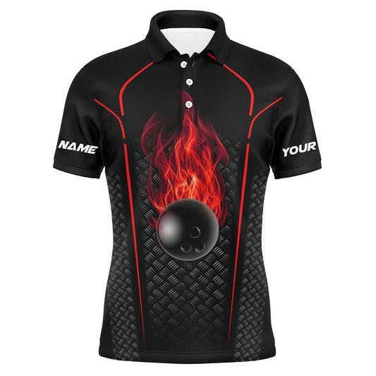 Personalisiertes Bowling-Shirt für Herren | Individuelles Polo Bowling Trikot | 3D Bowling Team Shirt für Herren | Rot Q6769 - Climcat