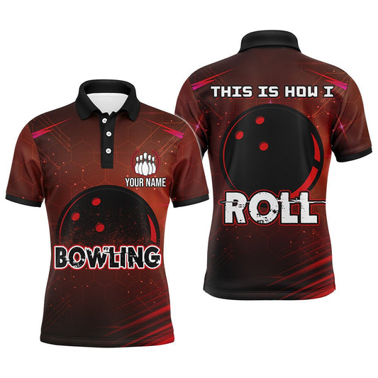 Personalisiertes Bowling-Shirt für Herren, So rolle ich, Polo Bowling-Shirt, Kurzarm, Herren Bowling Trikot B153 - Climcat