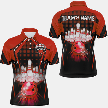 Personalisiertes Bowling-Trikot mit Namen und Teamnamen, individuelles Bowling-Team-Trikot, Bowling-Polo-Shirt für Männer - Climcat