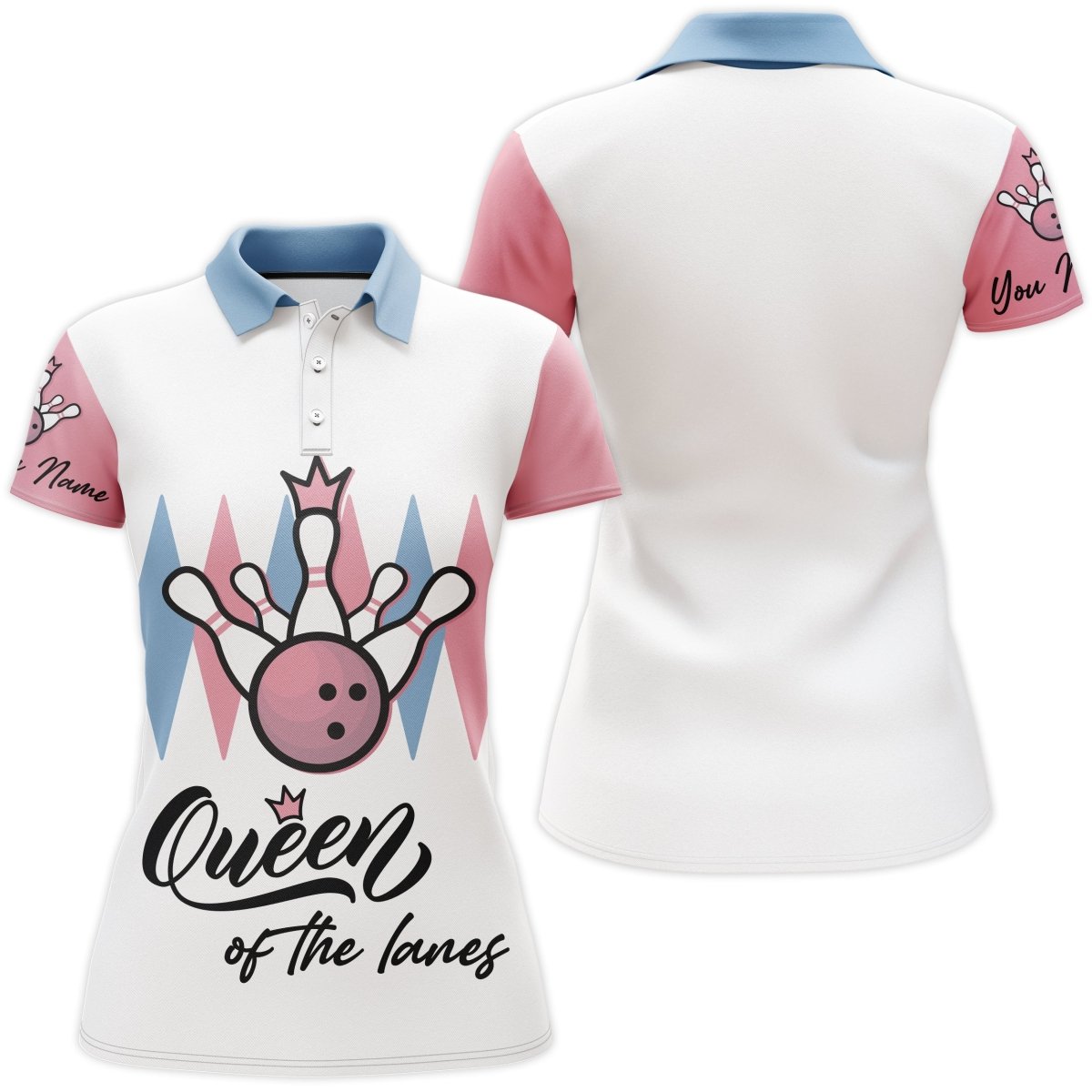 Personalisiertes Damen Bowling Polo Shirt, Königin der Bahnen, Kurzarm-Bowlertrikot für Frauen B30 - Climcat