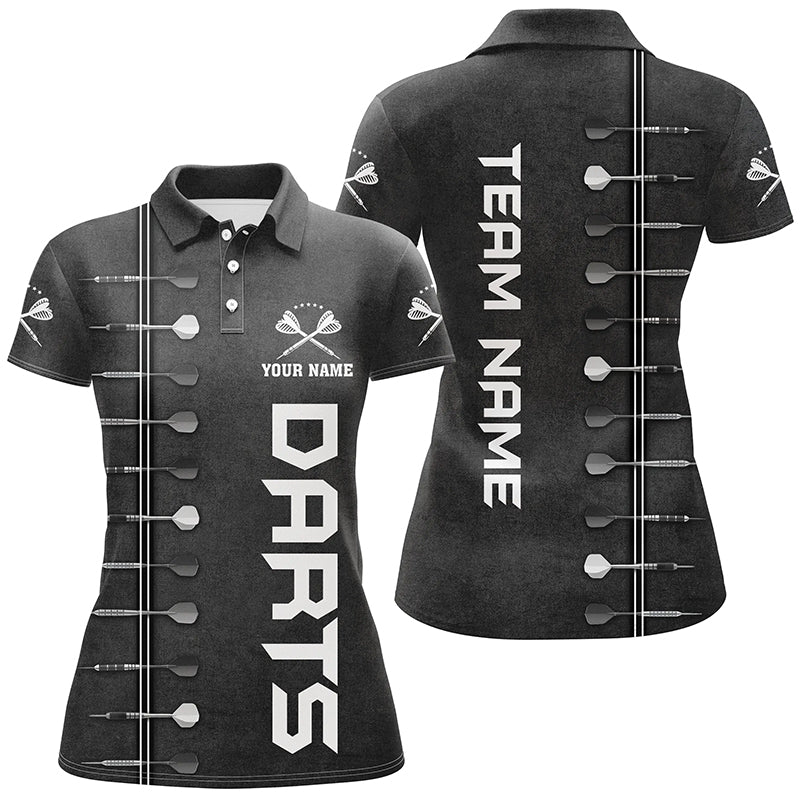 Personalisiertes Damen Darts Polo Shirt mit 3D-Druck in Schwarz-Weiß, individuell anpassbares Dart-Trikot für Frauen F744 - Climcat