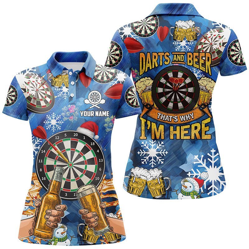 Personalisiertes Damen Darts Polo Shirt mit Darts und Bier Motiv, individuell anpassbares Weihnachts-Darttrikot für Frauen A751 - Climcat