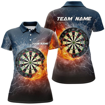 Personalisiertes Damen Darts Shirt 'Fire & Water Dartboard', Thunder Darts Trikot für Frauen B28 - Climcat