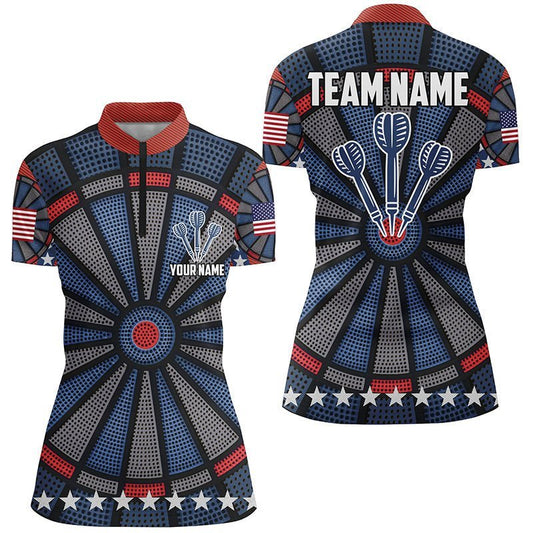 Personalisiertes Dartboard All Over Print Dart 1/4 Zip Shirt, individuell anpassbares Damen Dart Trikot N390 - Climcat