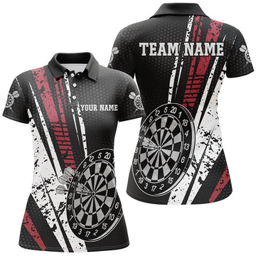 Personalisiertes Darts-Shirt für Frauen im Retro-Geometrie-Stil, Damen Darts Polo Shirt, Dart Trikots U555 - Climcat