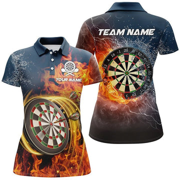 Personalisiertes Darts-Trikot 'Water & Fire' mit Namen, Blitz und Donner, Dartshirts für Frauen M5 - Climcat