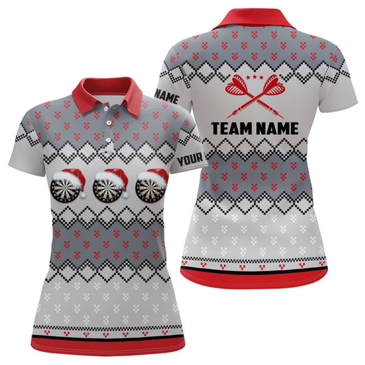 Personalisiertes Darts Weihnachtsmann Polo Shirt, individuell anpassbares Darts Shirt für Frauen, Dart Trikot Y292 - Climcat