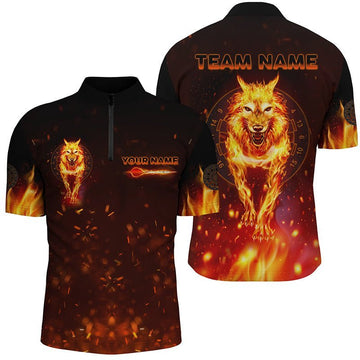 Personalisiertes Dartshirt mit Wolf-Motiv, All-Over-Print, 1/4 Zip, Darttrikot für Herren Spieler H7790 zip - Climcat