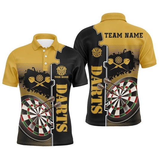 Personalisiertes gelb-schwarzes Herren Darts Polo Shirt, individuell anpassbares Darts Shirt für Männer, Darts Team Trikot C677 - Climcat