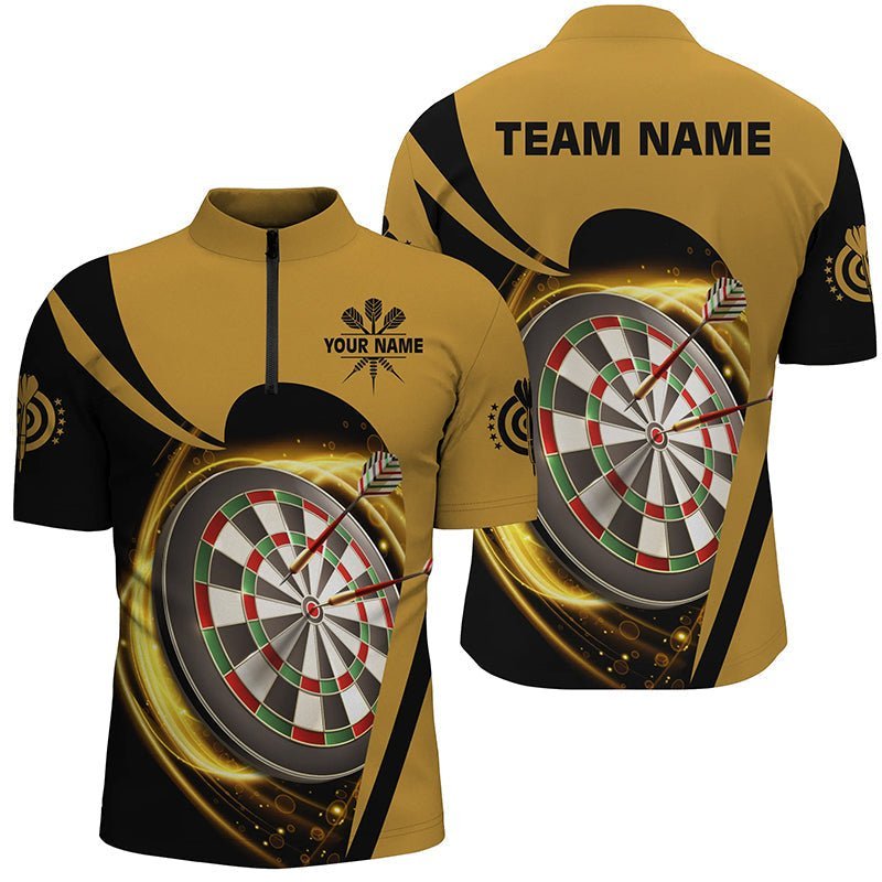 Personalisiertes gelb-schwarzes leichtes Dart-1/4-Zip-Shirt, individuell anpassbares Dart-Trikot für Herren X408 - Climcat
