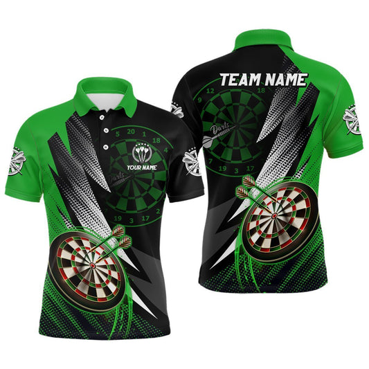 Personalisiertes grün-schwarzes Herren Darts Polo Shirt, individuell anpassbares cooles Darts Shirt für Männer, Team Trikot Y167 - Climcat