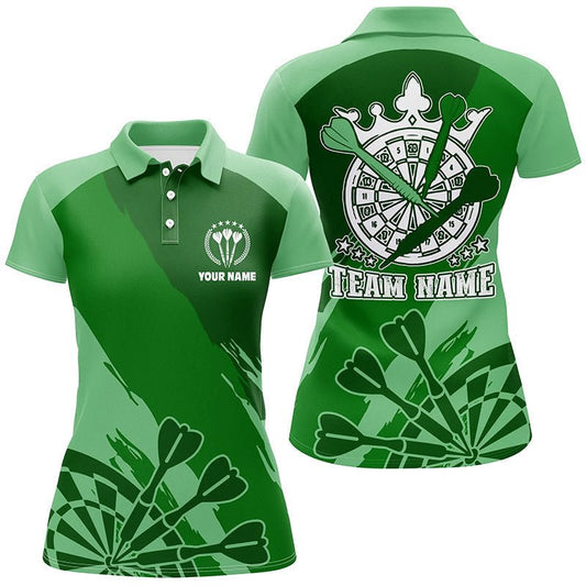 Personalisiertes grünes Damen Darts Polo Shirt, individuell gestaltetes cooles Darts Shirt für Frauen, Darts Trikot F812 - Climcat