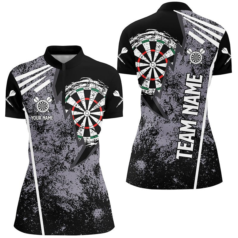 Personalisiertes Grunge-Darts-1/4-Zip-Shirt, individuell anpassbares Retro-Darts-Shirt für Frauen, Dart-Trikot W862 - Climcat