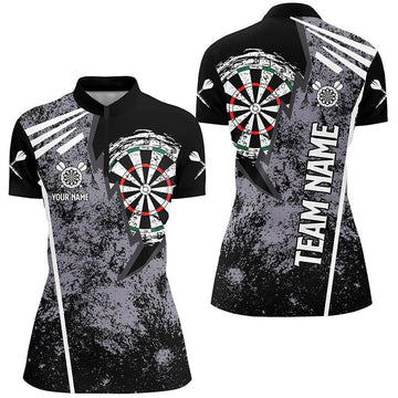 Personalisiertes Grunge-Darts-1/4-Zip-Shirt, individuell anpassbares Retro-Darts-Shirt für Frauen, Dart-Trikot W862 - Climcat