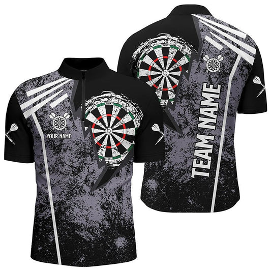 Personalisiertes Grunge-Darts-1/4-Zip-Shirt, individuell anpassbares Retro-Darts-Shirt für Herren, Dart-Trikot Z190 - Climcat