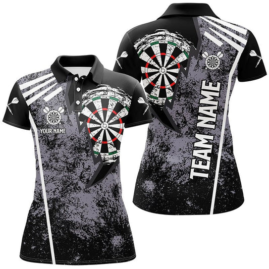 Personalisiertes Grunge Darts Polo Shirt, individuell anpassbares Retro-Darts-Shirt für Frauen, Dart-Trikot R162 - Climcat