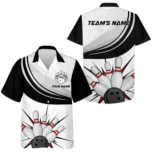 Personalisiertes Hawaii Bowling Shirt für Männer und Frauen - Individuelles Bowling Team Kurzarm Bowlers Trikot B50 - Climcat