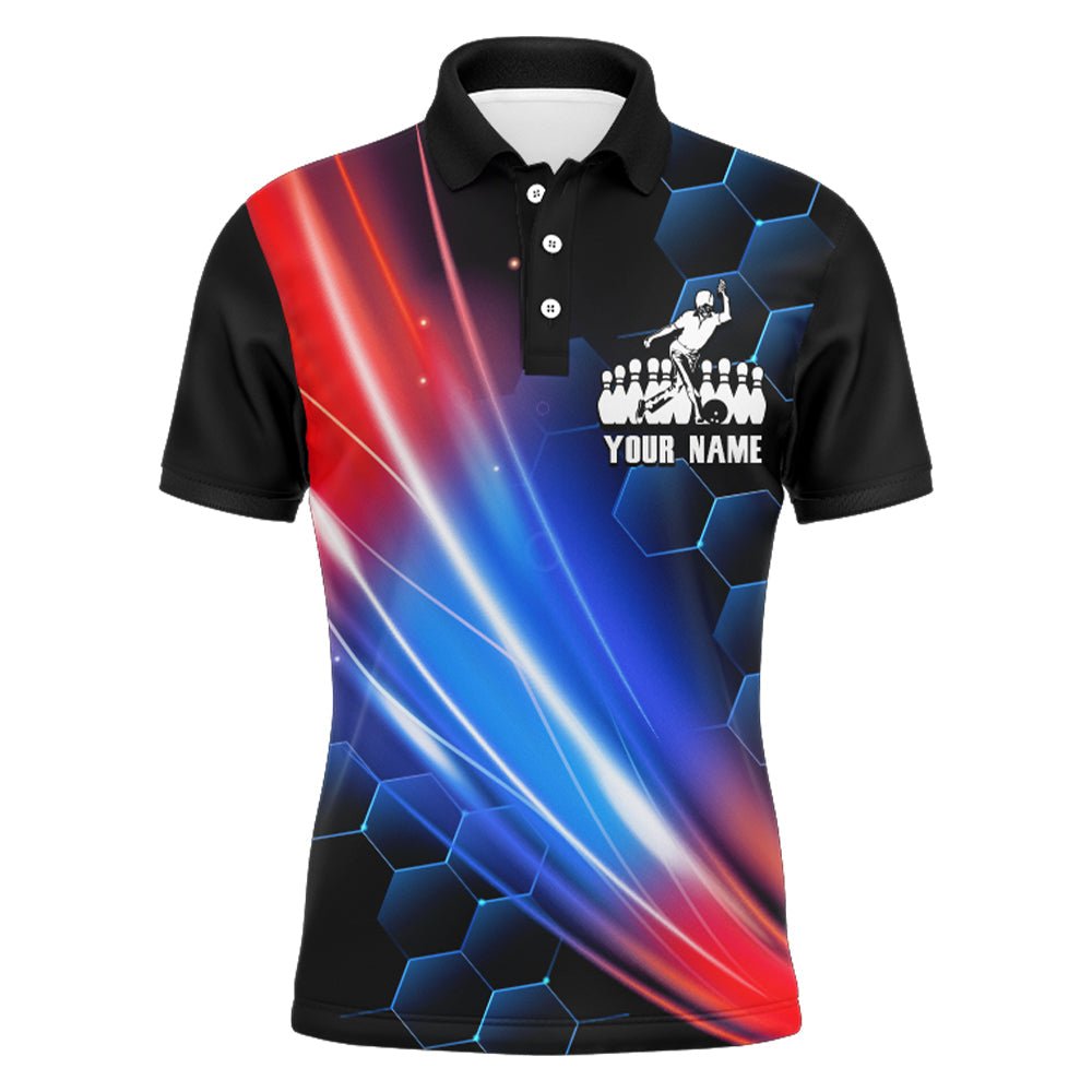 Personalisiertes Herren Bowling Polo Shirt für das Team, individuell anpassbares schwarzes Bowling Trikot BDT09-9T03H - Climcat