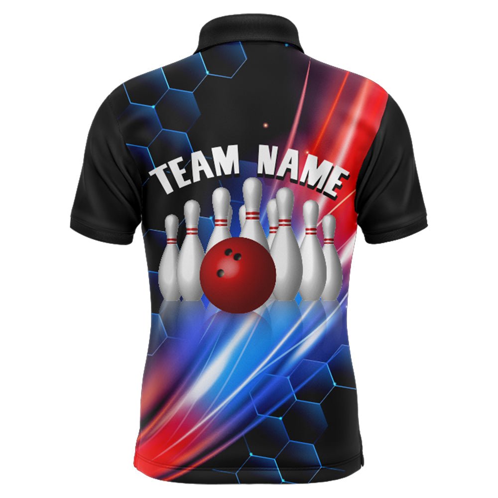 Personalisiertes Herren Bowling Polo Shirt für das Team, individuell anpassbares schwarzes Bowling Trikot BDT09-9T03H - Climcat