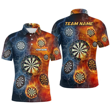 Personalisiertes Herren Dart Polo Shirt mit Feuer- und Wasser-Darts, Dart Team Trikot Y644 - Climcat