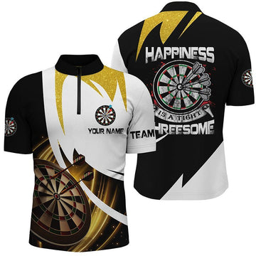 Personalisiertes Herren Darts 1/4 Zip Shirt mit engem Schnitt, individuell anpassbares Dart-Team-Trikot - Glück ist dabei! C985 - Climcat