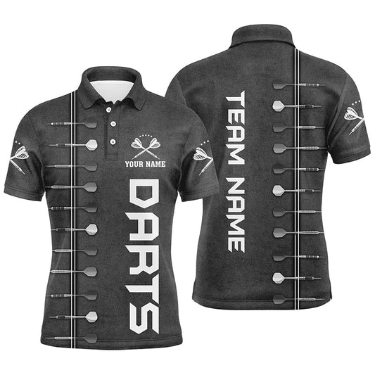 Personalisiertes Herren Darts Polo Shirt mit 3D-Druck in Schwarz-Weiß, individuell anpassbares Dart-Trikot für Männer D791 - Climcat