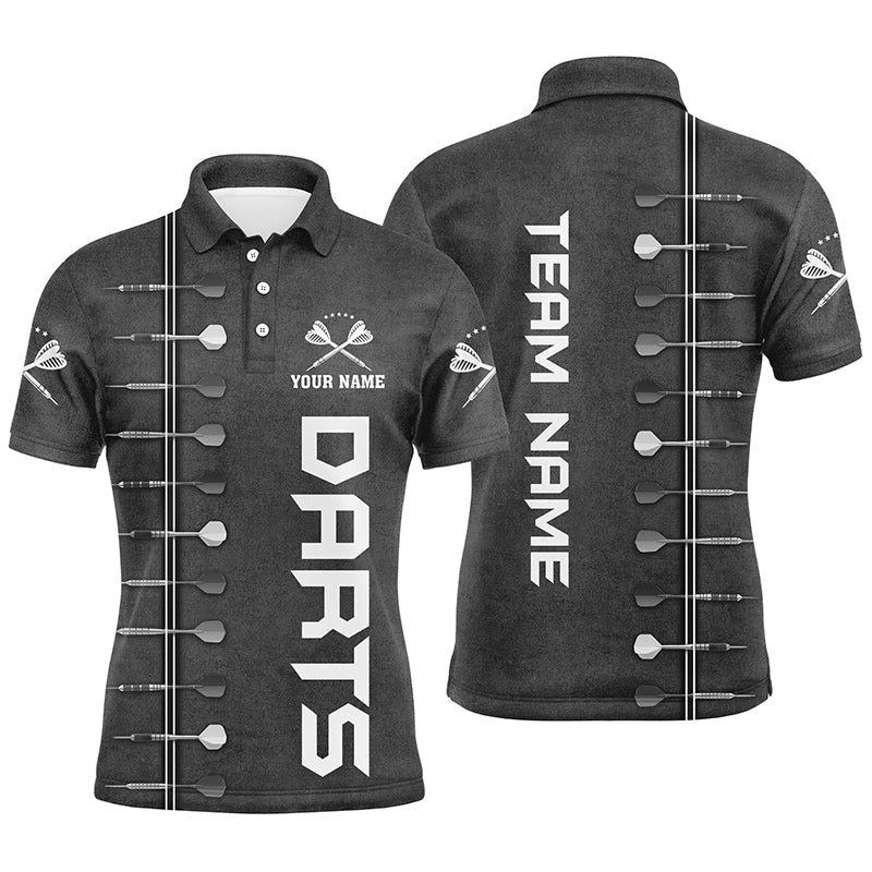 Personalisiertes Herren Darts Polo Shirt mit 3D-Druck in Schwarz-Weiß, individuell anpassbares Dart-Trikot für Männer D791 - Climcat