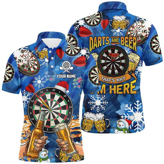Personalisiertes Herren Darts Polo Shirt mit Darts und Bier, individuell anpassbare Weihnachts-Darttrikots für Männer A617 - Climcat