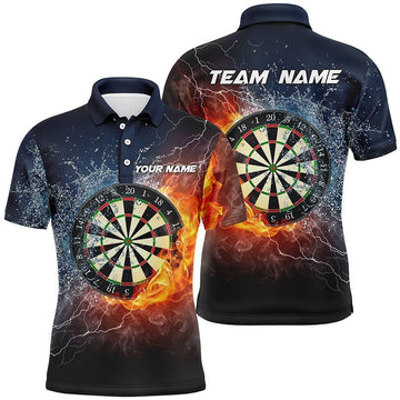 Personalisiertes Herren Darts-Shirt 'Fire & Water Dartboard', Thunder Darts Trikot für Männer X550 - Climcat