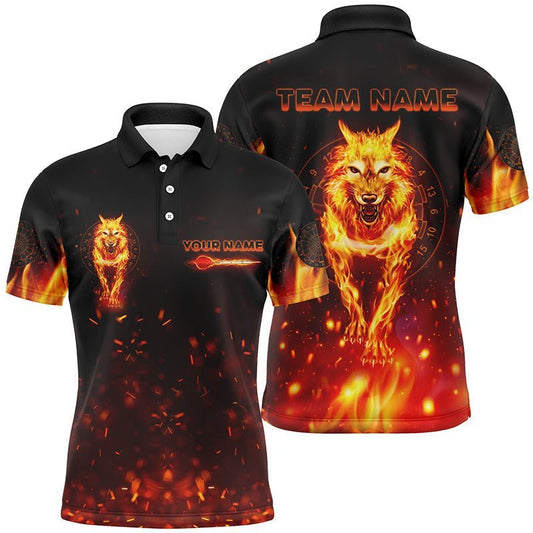 Personalisiertes Herren Darts-Shirt mit Feuer-Darts-Wolf-Motiv, All-Over-Print, Darts-Trikot für Teamspieler H7790 - Climcat