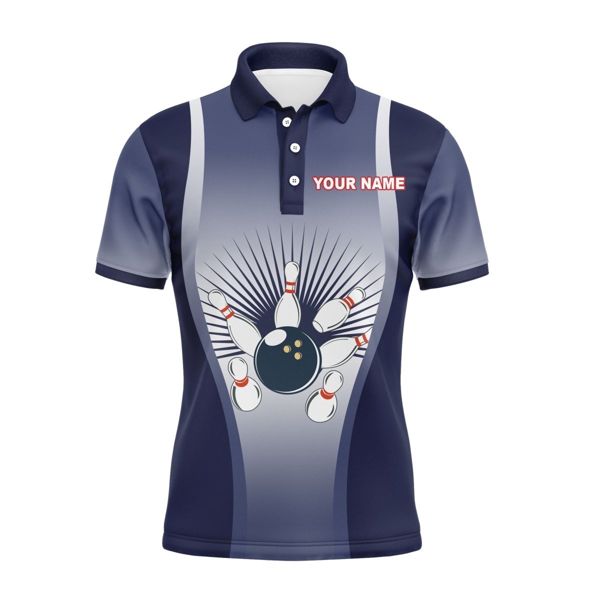 Personalisiertes Herren Polo Bowling Shirt "I'm Going on Strike", blaues Team Trikot für Männer Bowler, kurze Ärmel - Climcat