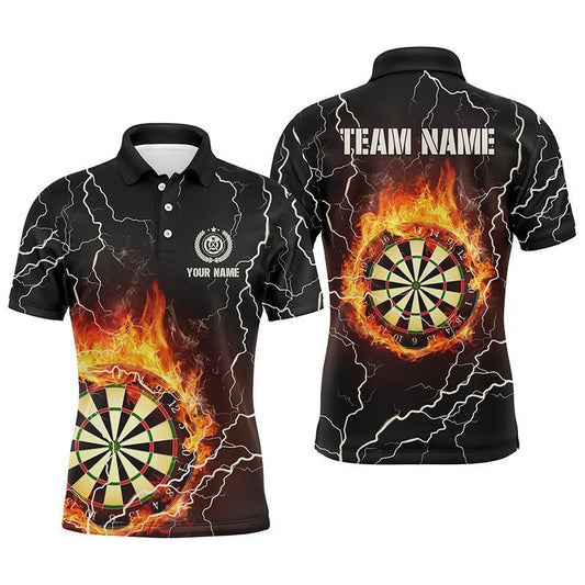 Personalisiertes Herren Polo-Shirt mit Flammen-Darts, Blitz und Donner, Darts-Trikot für Männer Z860 - Climcat