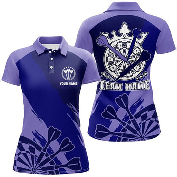 Personalisiertes Navy Lila Darts Polo Shirt, individuell gestaltetes cooles Dart Shirt für Frauen, Darts Trikot G649 - Climcat