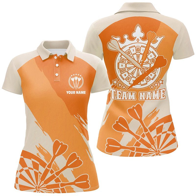 Personalisiertes orangefarbenes Damen-Darts-Polo-Shirt, individuell gestaltetes cooles Darts-Shirt für Frauen, Darts-Trikot L384 - Climcat