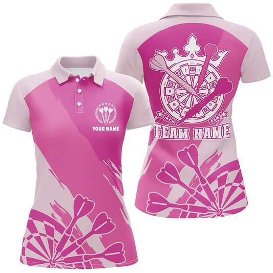 Personalisiertes Pinkes Darts Polo Shirt, individuell anpassbares cooles Dart Shirt für Frauen, Darts Trikot L922 - Climcat