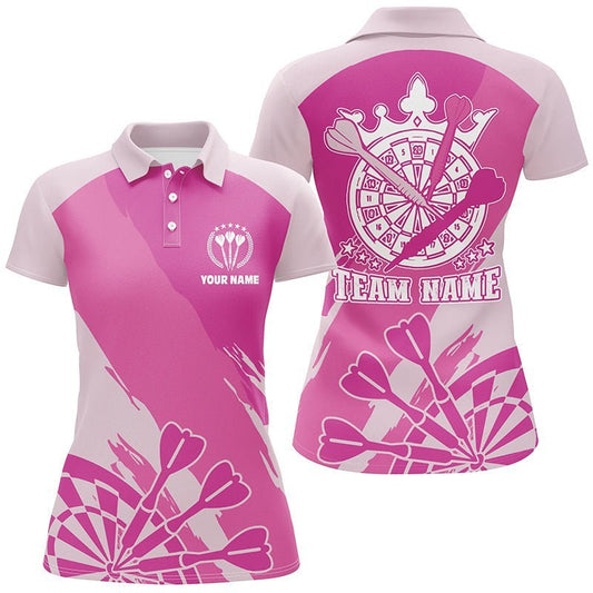 Personalisiertes Pinkes Darts Polo Shirt, individuell anpassbares cooles Dart Shirt für Frauen, Darts Trikot y6174 - Climcat