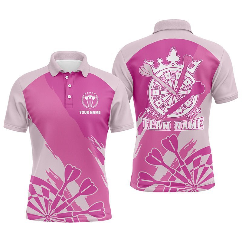 Personalisiertes Pinkes Herren Darts Polo Shirt, individuell anpassbares cooles Dart Shirt für Männer, Darts Trikot O623 - Climcat